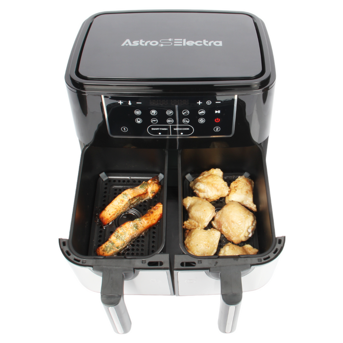 Astro Electra Large 9L Double Air Fryer. 2x4.5L Dual Drawers. Match Cooking Function. 10-in-1. 2600W.