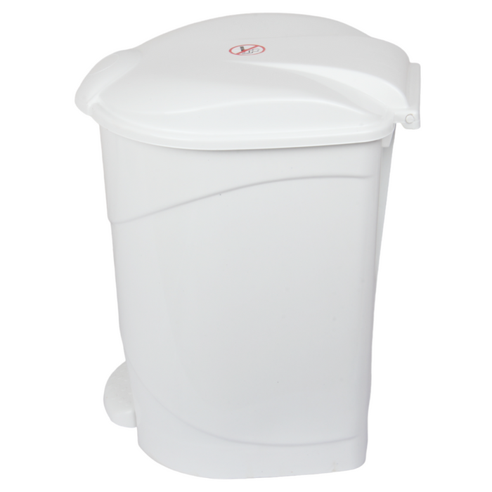 12L Round Kitchen Pedal Bin with Inner Bucket. Foot Operate Waste Bin. (White)