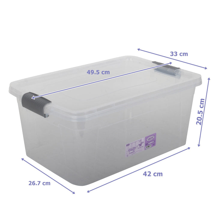 5x Plastic Storage Box Containers With Lid - 24L