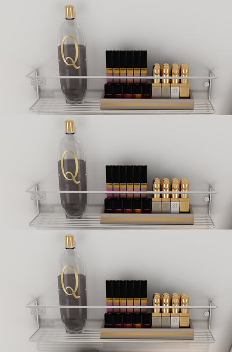 Kitchen Wall Mounted Jar Holder. Bathroom Makeup Storage Organizer. (Pack of 3) (Chrome) (33 cm)