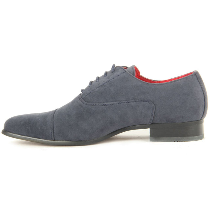 Mens Lace Up Capped Toe Smart Spectator Shoes - Mario (Suede Blue)