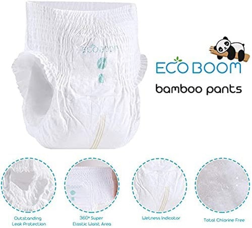Bamboo Nappies Pants. Organic Diapers Easy Wear. Size 5 (26-37lb) XL (72 Count)