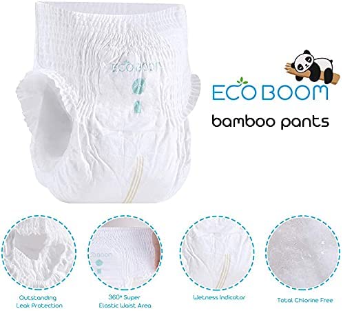 Bamboo Nappies Pants. Organic Diapers Easy Wear. Size 6 (33 lb+) XXL (68 Count)