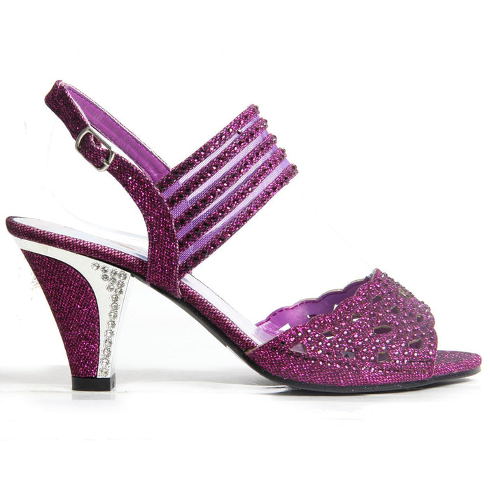 Block Heel Buckle Up Sandals - Violet (Purple)