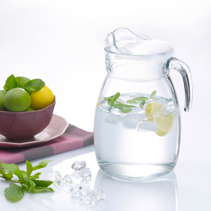 2.5 Litre Glass Jug with Lid. Large Water Carafe Pitcher with Handle.