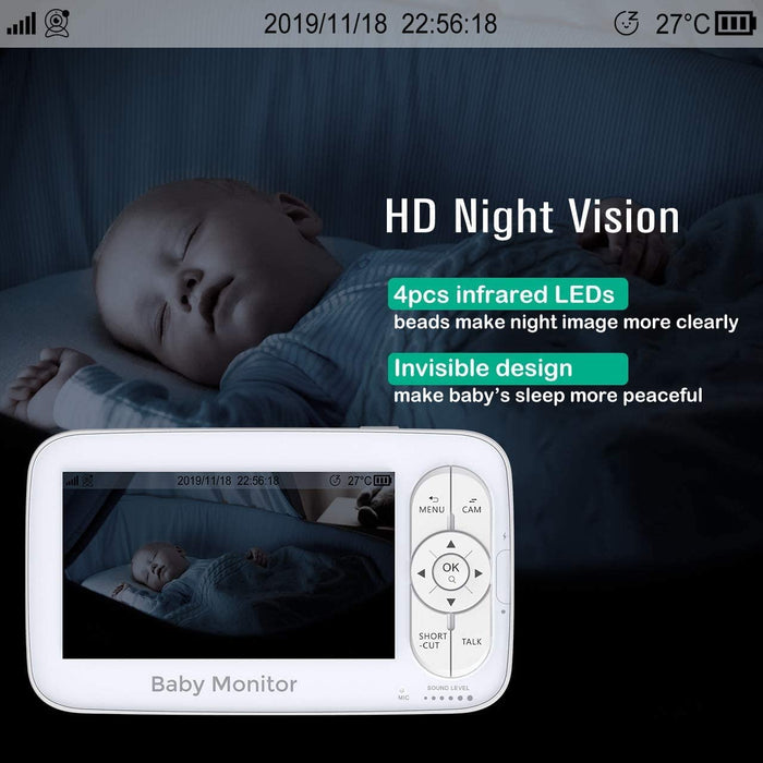 Baby Monitor. 720P Video Baby Monitor with 5” HD Display. Night Vision Camera.
