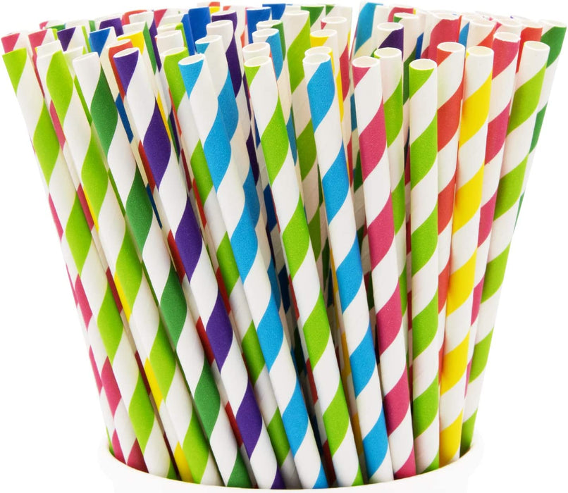Multicoloured Paper Straw. (Pack of 250)