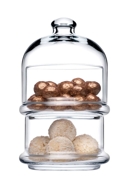 Decorative Patisserie Domed Jar. 2 Tier Glass Cake Macaron Cookie Containers.