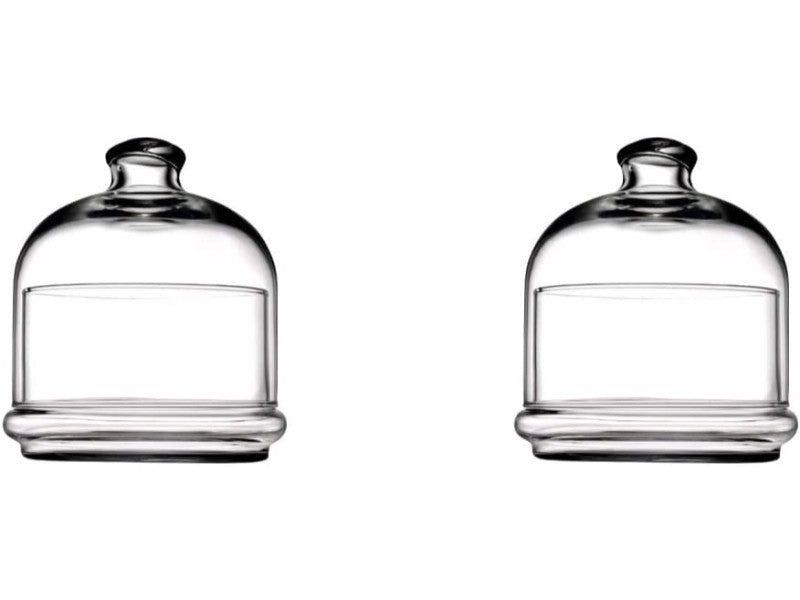 2x Glass Food Patisserie Jar with Domed Lid. Cake Macaron Cookie Containers.