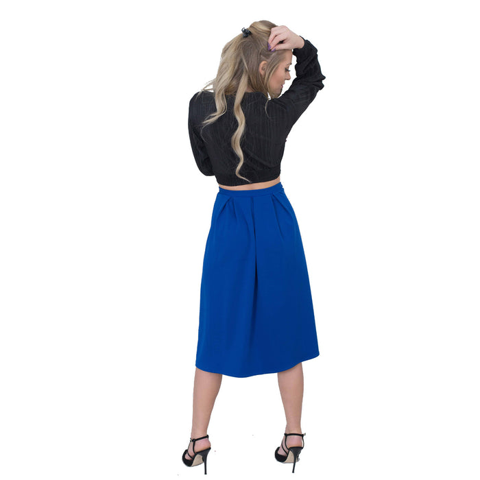 Women Skater Skirt, Plain Slip On Pleated Maxi Skirt Elasticated Waist Sizes 8 to 16