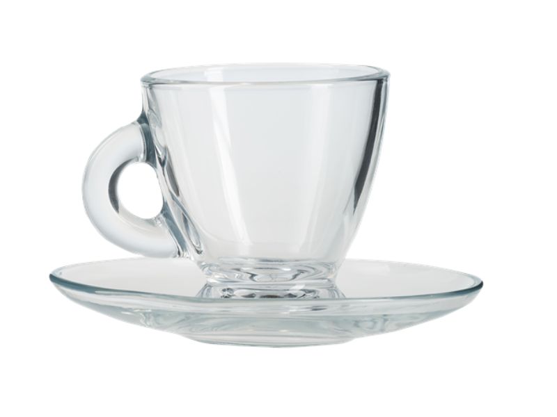 Glasshop Set of 6 Modern Espresso Coffee Cups with Matching Saucers - Elevate Your Coffee Experience