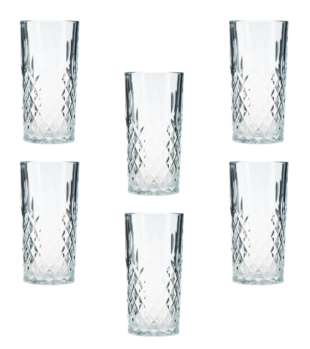 HiBall Glasses. Water Juice Drinking Tumbler. Vintage Style. (Set of 6)(356 ml)