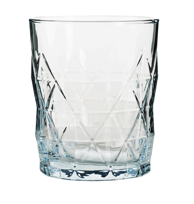 Whisky Tumbler Drinking Glasses. Diamond Cut Design. (Set of 6) (345 cc/ml)