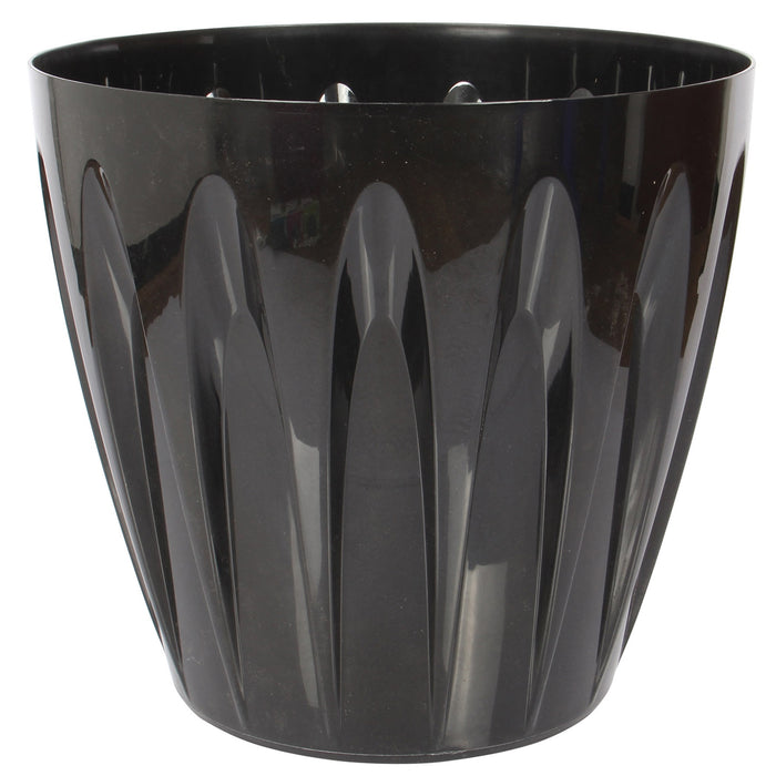 Extra Large Black Round Flower Pot. Indoor / Outdoor Modern Flowerpot. (46 Litre)