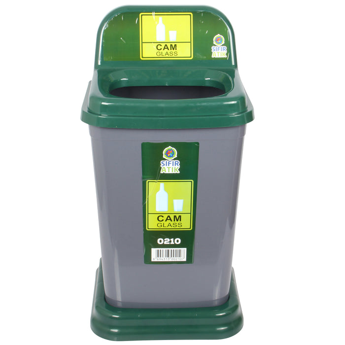 50 Litre Recycling Waste Bin with Green Top. Colour Coded Recycle Bin for Glass.