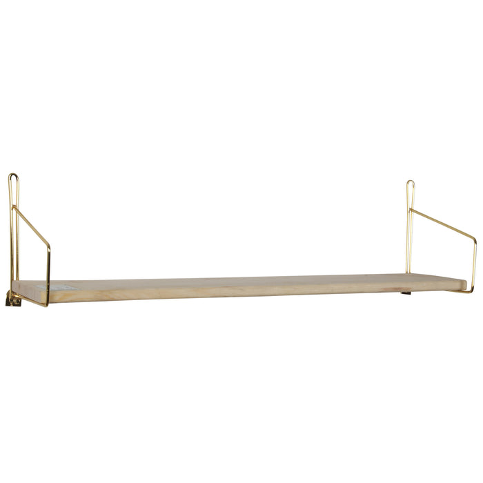Modern Mounted Wall Shelf. Floating Shelf. (Pack of 3) (60 cm) (Gold Metal & Solid Wood).