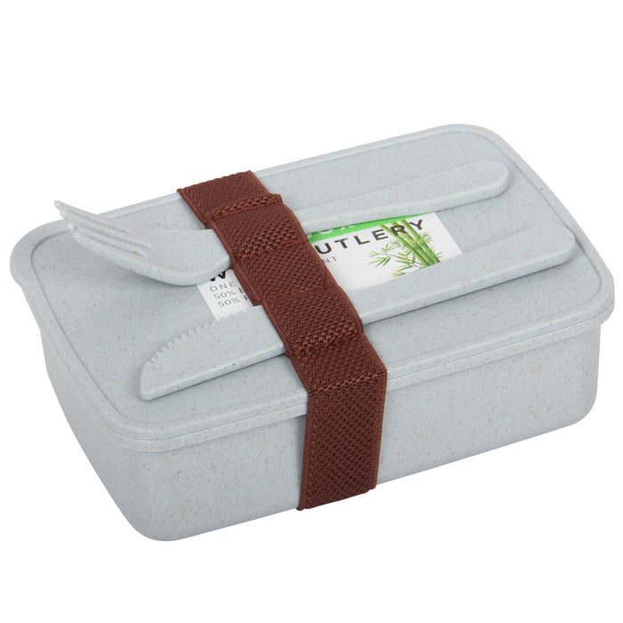 Lunch Box with Cutlery. Coffee Hot Drink Cup. Reusable Lunch Box Set. (Grey)