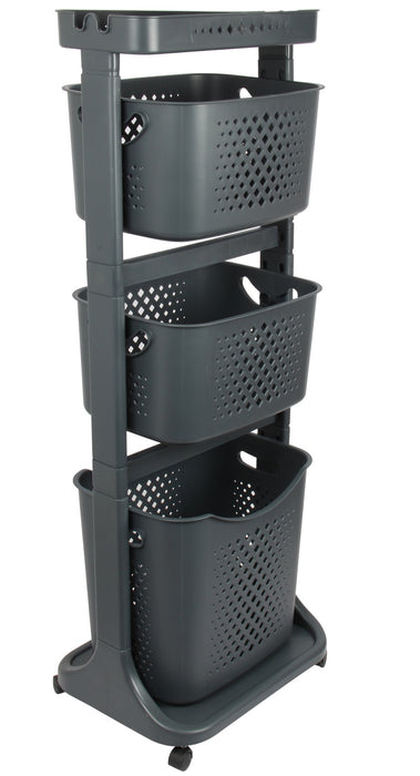4 Tier Plastic Vegetable Rack with Wheels. Storage Trolley. Movable Baskets.