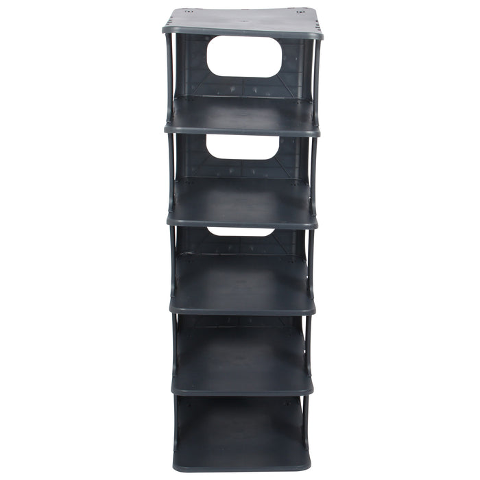 6 Tier Slim Shoe Rack. Plastic Portable Shoe Organizer Storage. Free Standing.