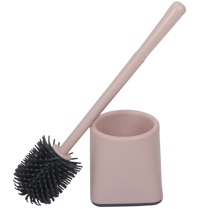 Silicone Toilet Brush. Toilet Brush with Holder. Square Toilet Brush. (Pink)