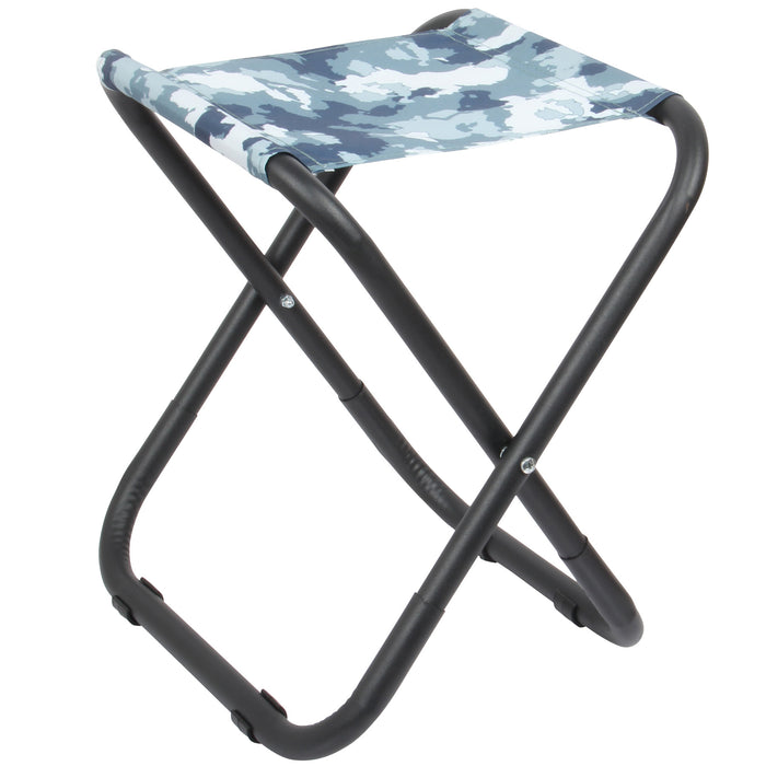 Blue Camouflage Folding Strong Camping Stool. Light-Weight Outdoor Fishing Seat.