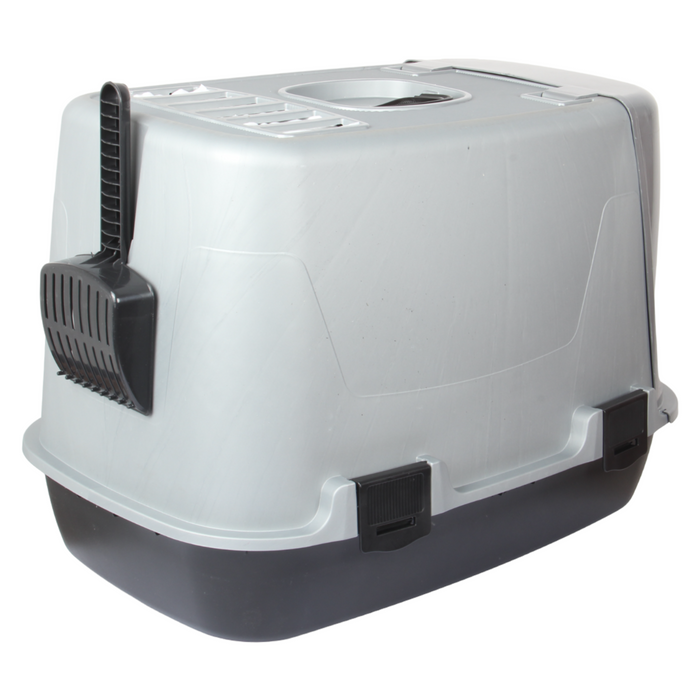 Pet Hooded Litter Tray Box with Scoop. Carbon Filter Litter Box.