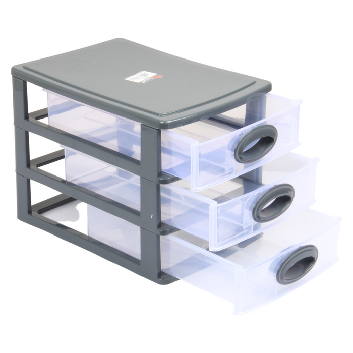 Small Storage Unit with Drawers. 3 Tier Desktop Storage Tower.