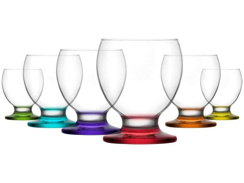 Coloured Base Brandy Cognac Snifter Glasses. (Set of 6) (280cc)