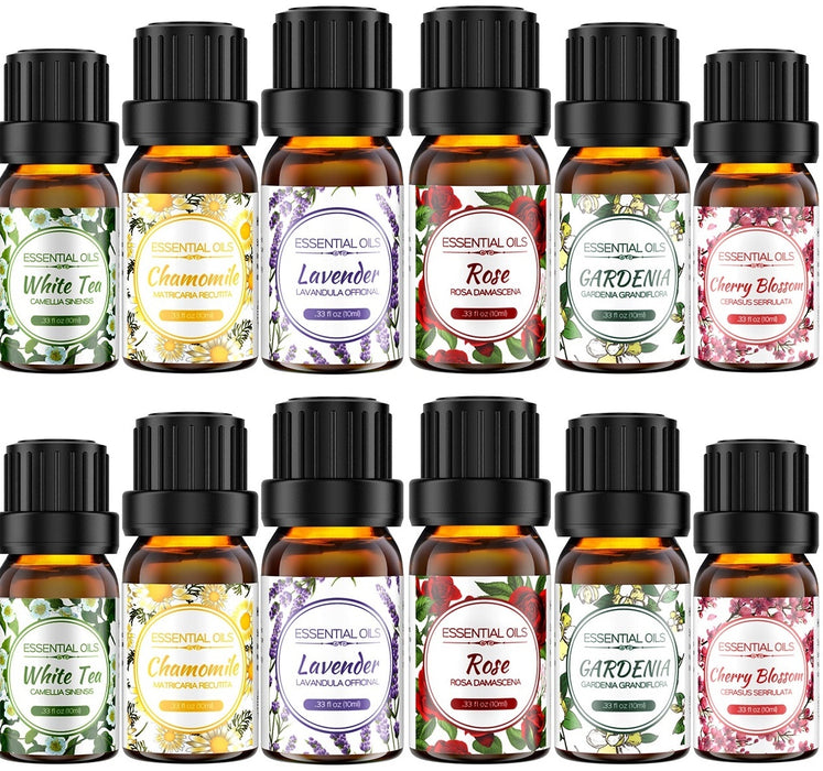 Floral Essential Oils Set. Aromatherapy. Diffuser Oil. Gift Set. (12x10ml)
