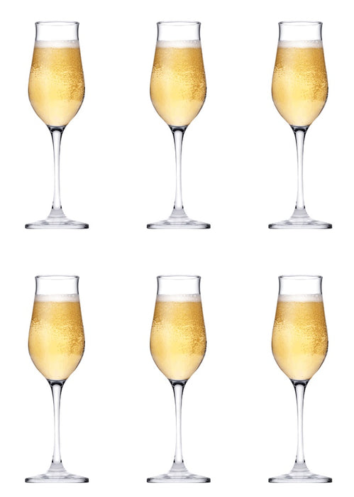 Champagne Glasses. Long Steam Prosecco Flute. Drink Party. (Pack of 6) (190 ml).