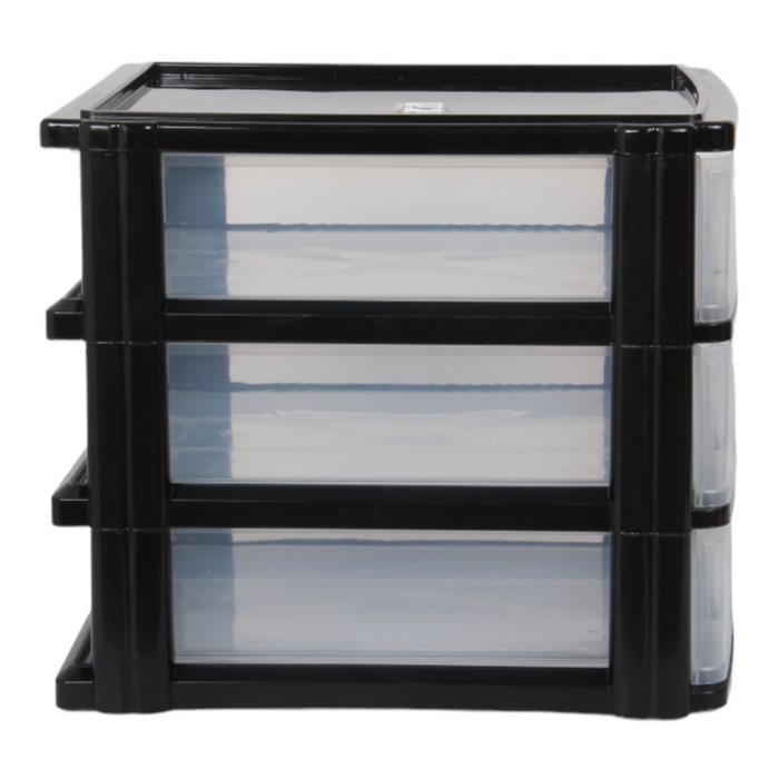 A4 Size Storage Drawers. 3 Tier Desktop Organiser. (Black)