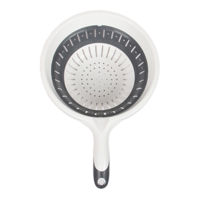 Collapsible Strainer. Silicone Folding Colander with Handle.