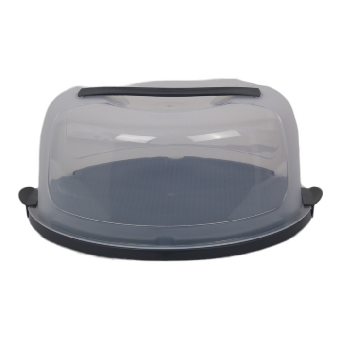 Round Cake Carrier. Plastic Clear Cake Storage Box. (Antrasit)