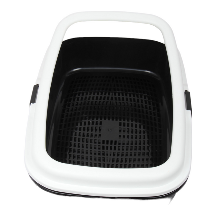 Cat Litter Tray with Sieve. Sifting Litter Box. (Black & White)