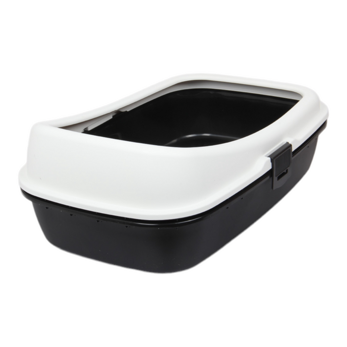 Cat Litter Tray with Sieve. Sifting Litter Box. (Black & White)
