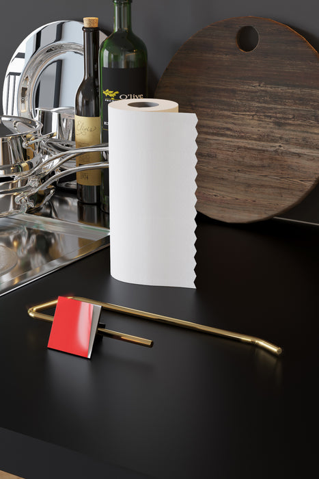 Stainless Steel Self Adhesive Towel Paper Roll Holder. (Black & Gold).