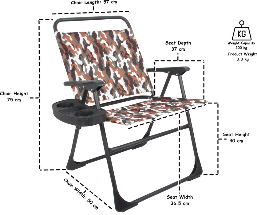 Camping Garden Chair. Folding Portable Lightweight Chair. (Brown)