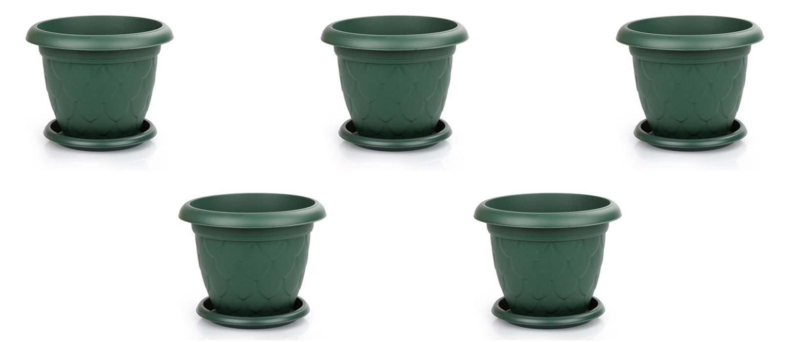 Plastic Round Flower Pot and Saucer. Waterdrop Decor In/Out Planter Plant Pot.