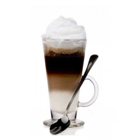 Latte Glasses. Tea Coffee Cups with Handle. Glass Mug. (Pack of 4) (263 ml)