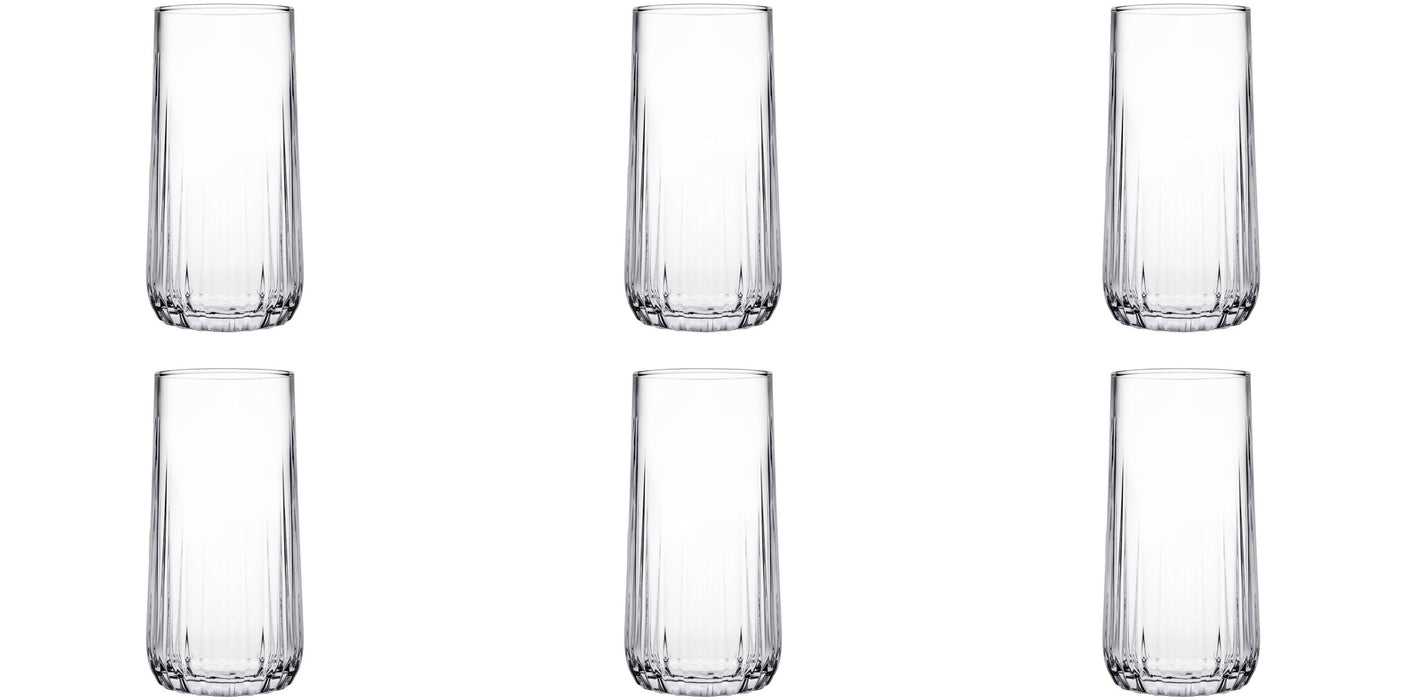 Highball Glass Set. Cocktail / Juice / Water Glasses. (Pack of 6) (360 cc/ml)