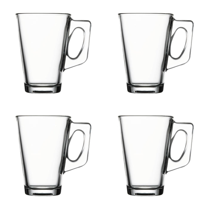 Glass Coffee Mugs. Tea Coffee Cups with Handle. Glass Mug. (Pack of 4) (250 ml)