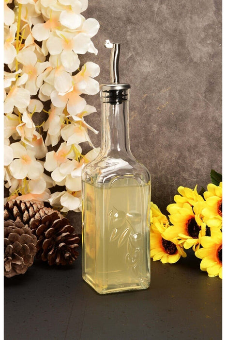 4 pcs Glass Oil & Vinegar Dispenser Bottle. Small Serving Cruet Set. (365 ml)