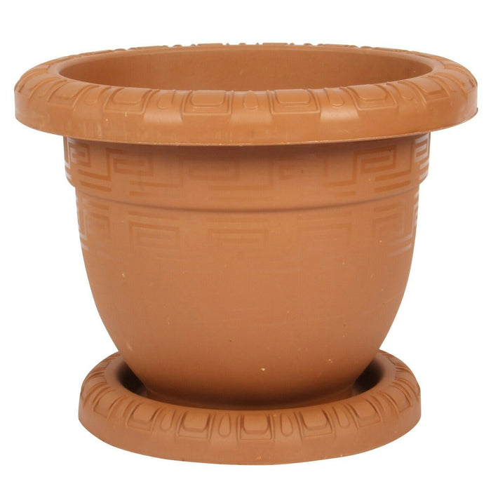 Decorative Plastic Round Flower Plant Pot and Saucer