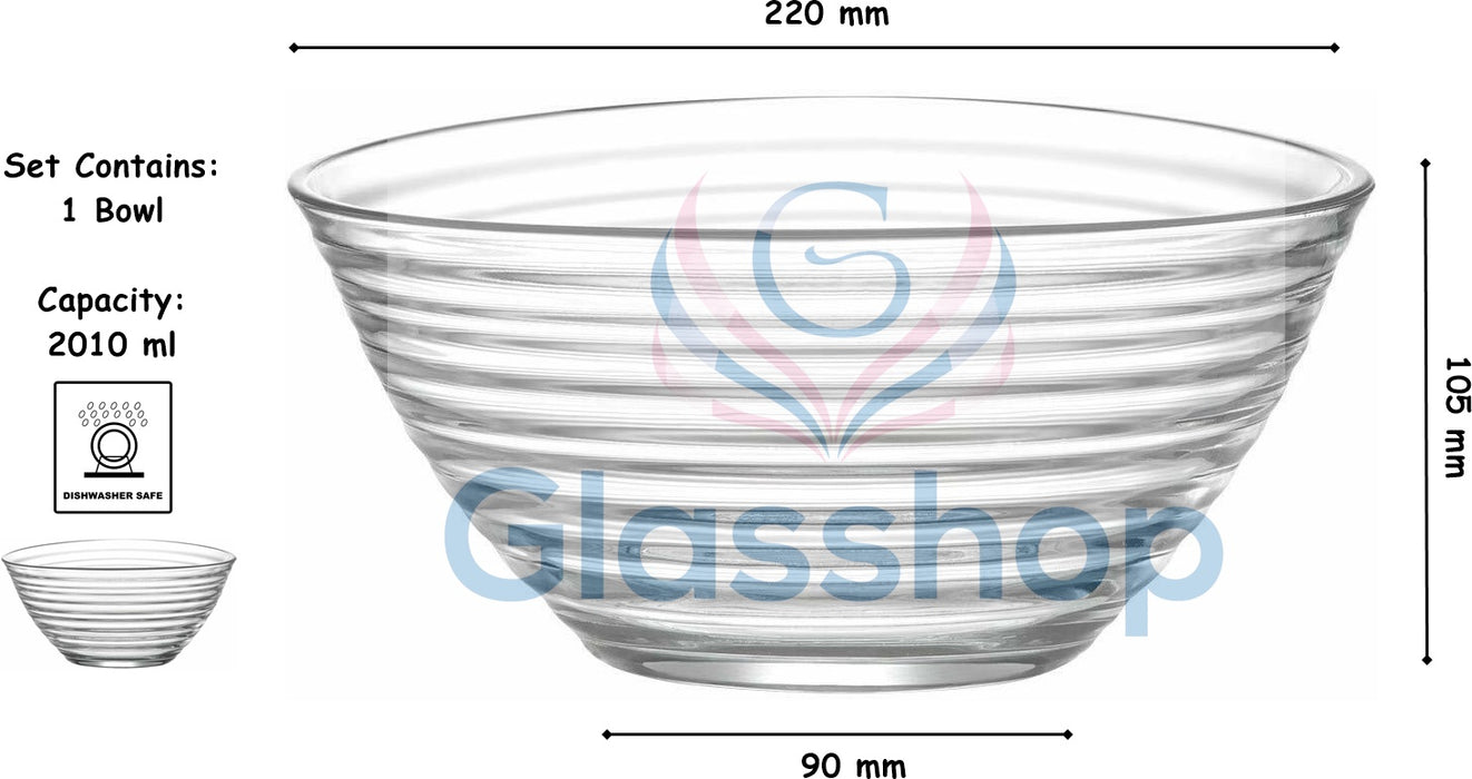 Glass Bowl. Salad, Dessert, Fruit, Trifle, Punch Dish. (2010 ml)
