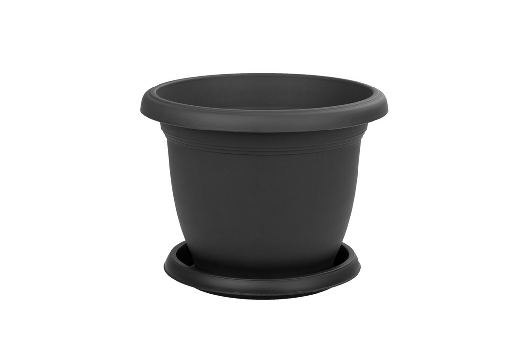 Plastic Round Flower Plant Pot and Saucer Planter. Grooved Base In/Out Multibuy.