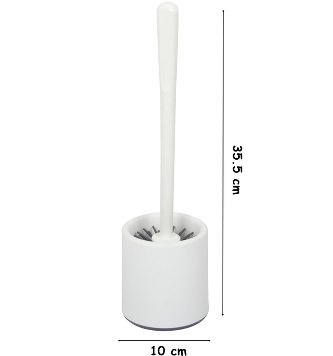 Silicone Toilet Brush. Toilet Brush with Holder. Round Toilet Brush. (White)