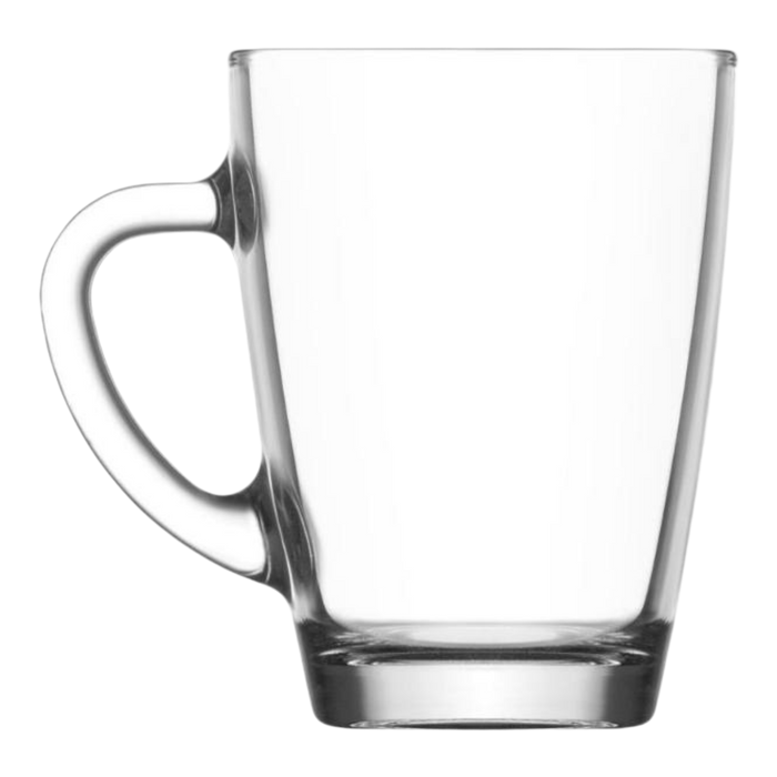 Glasshop Glass Coffee Mugs. 6-Pack, 350ml Tea Coffee Cups with Handle.