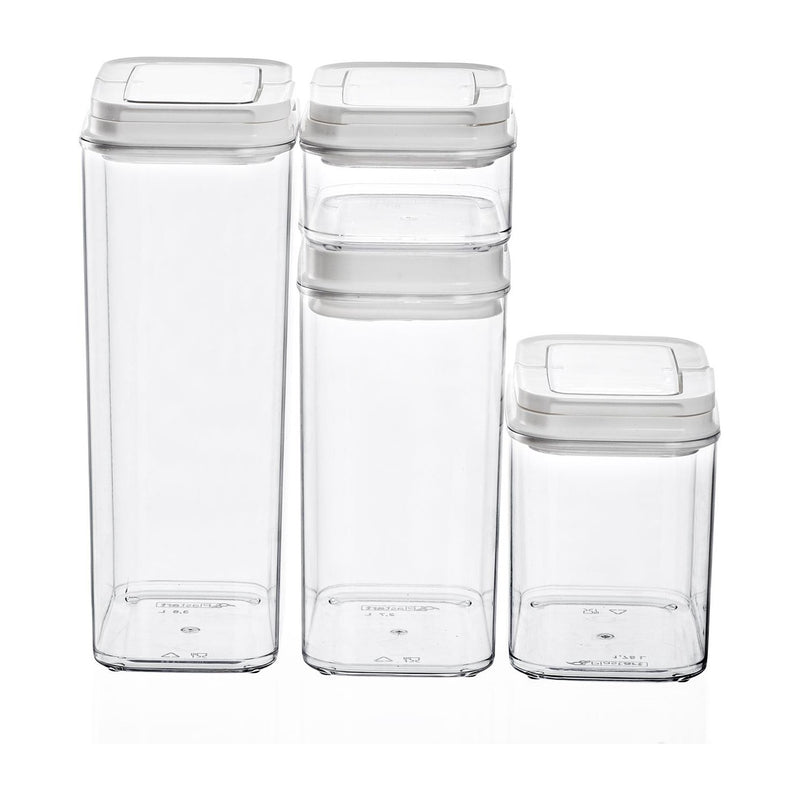 (Set of 4) Food Storage Containers Set. Airtgiht Lid. Rectangular Food Box.