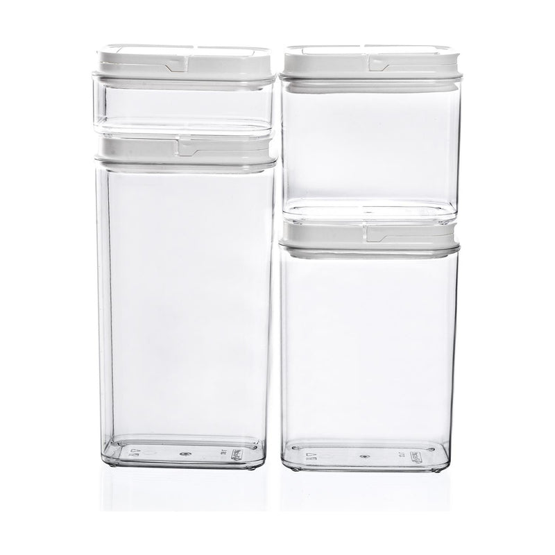 (Set of 4) Food Storage Containers Set. Airtgiht Lid. Rectangular Food Box.