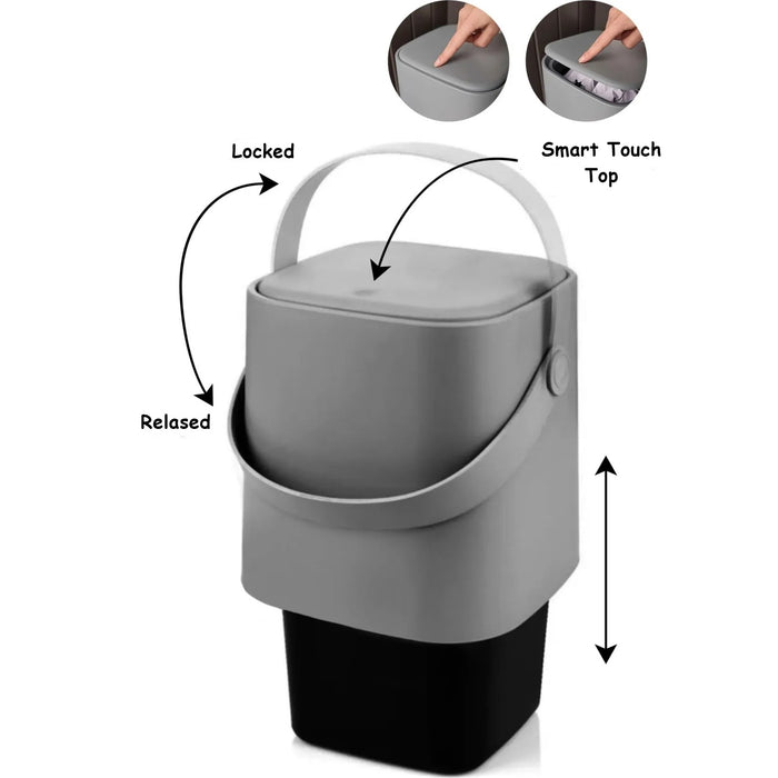 4 Liter Touch Top Dustbin. Removable Bucket. Soft Handle.